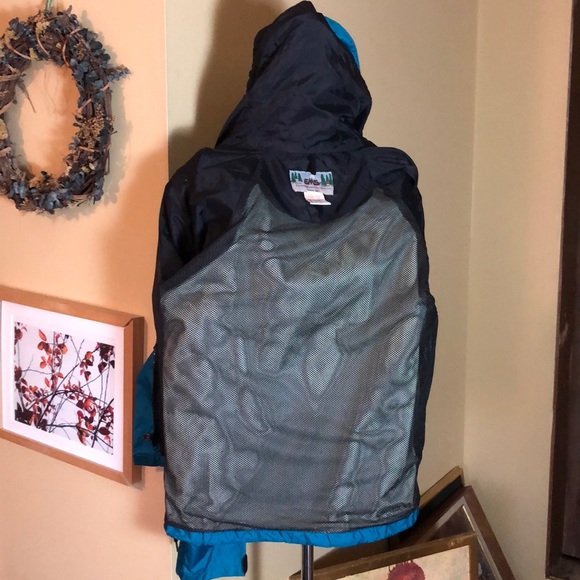 Vintage EMS Windbreaker Waterproof GORE-TEX Blue Green Classic Outdoor Parka - Picture 9 of 13